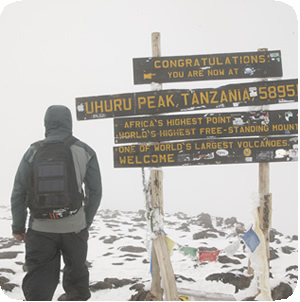 kilimanjaro-crop Solar Backpack at Peak of Kiliminjaro