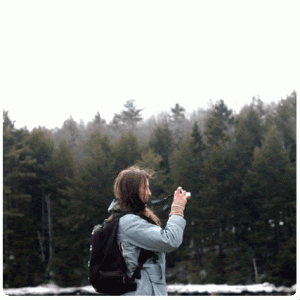 Solar Backpack in National Park with Olympus Camera