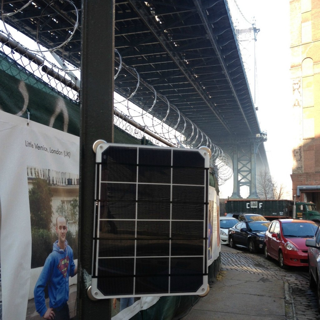 solar panel mounted on sign with magnets