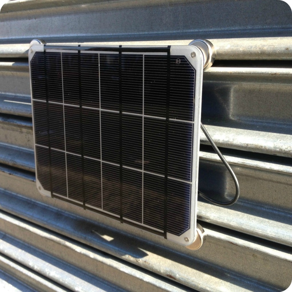 solar panel mounted on wall with magnets