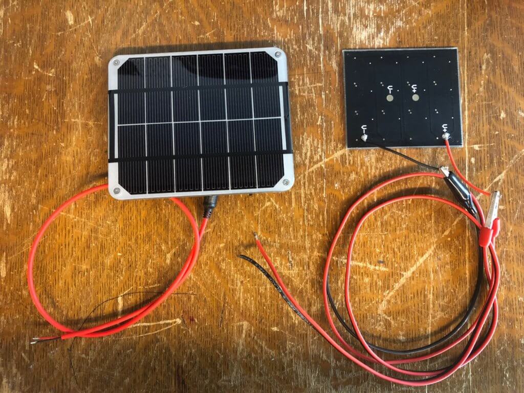 wires attache to solar panels for IV Curves