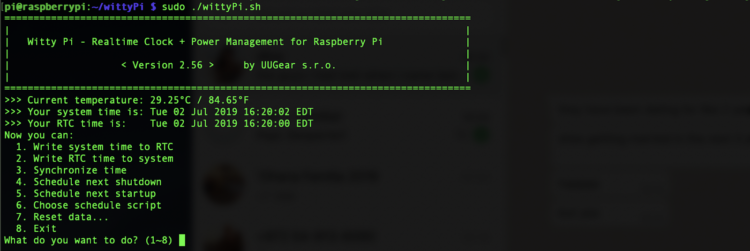 Witty Pi Setup Screen
