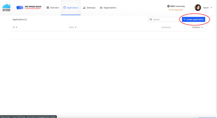 Create TTN Application
