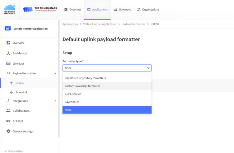 Payload formatter for Solar LoRaWAN