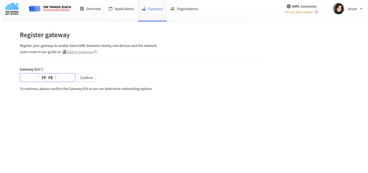 Register TTN Gateway
