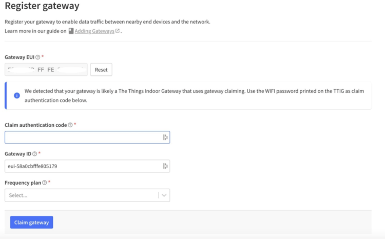 Registering TTN Gateway