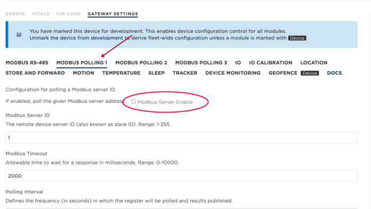 Enable Modbus