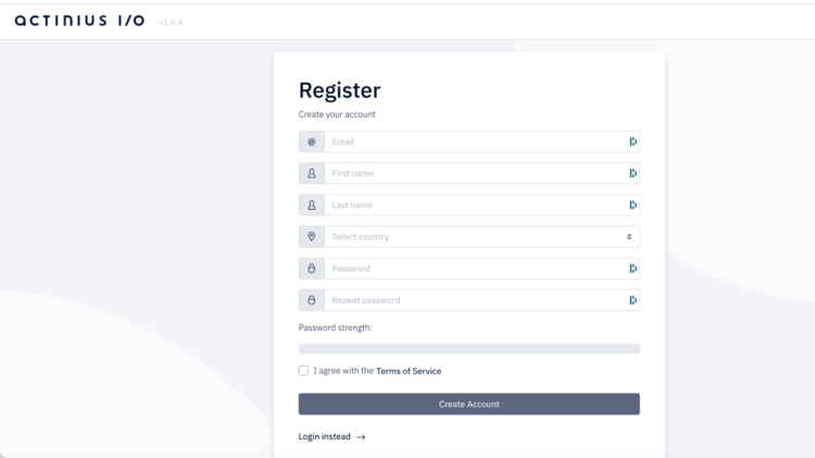 Register at Actinius