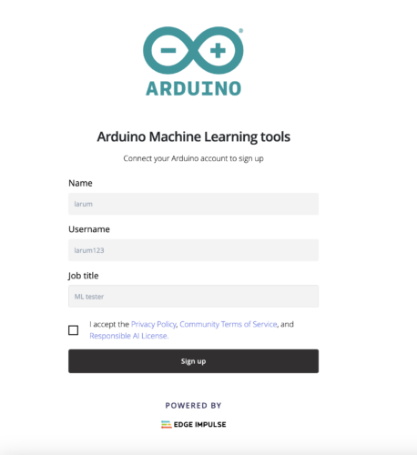 Edge Impulse Signup