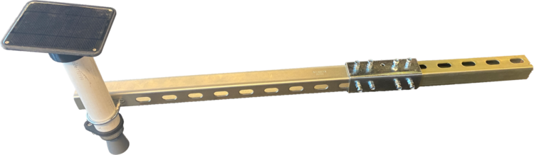 Solar-powered sensor attached to unistrut