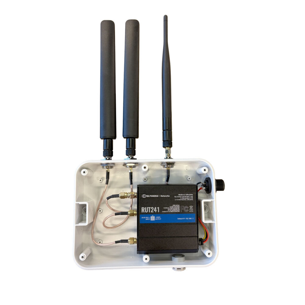 Teltonika RUT241 inside waterproof case