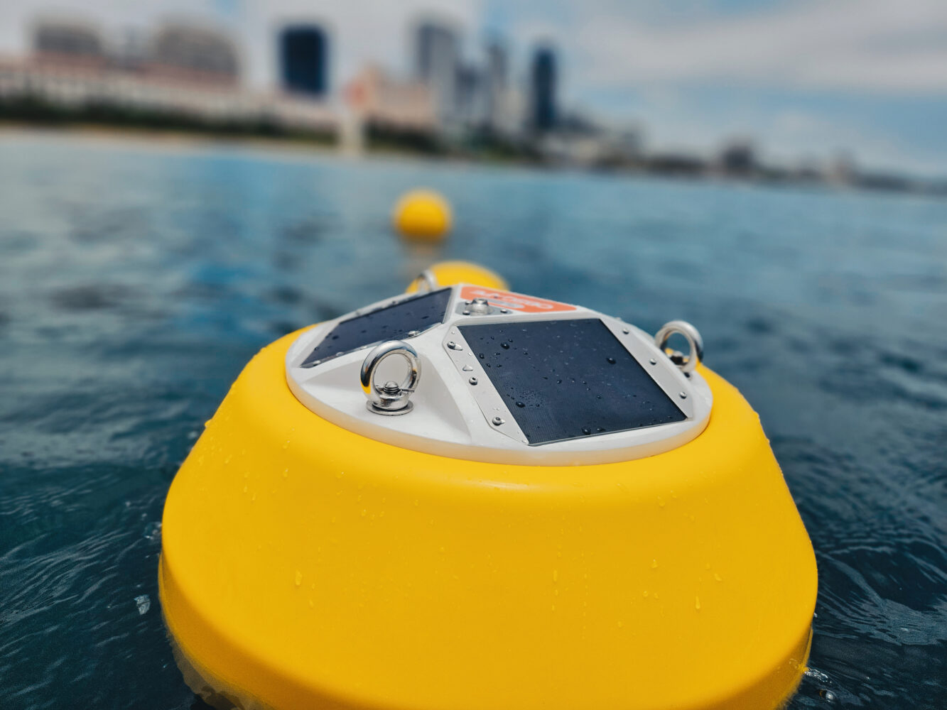 Solar panels on ocean buoy